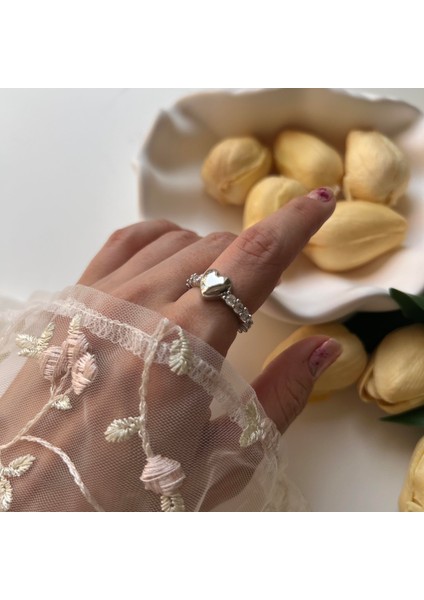 Silver Taşlı Kalp Yüzük fiyatları