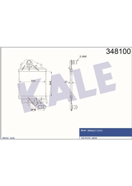 KLR-348100 x Turbo Radyatörü Intercooler Clıo Iı 1.5dcı ...