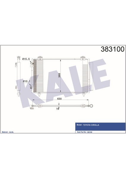 KLR-383100 Klima Kondenseri Corolla Al/al 608×347×16