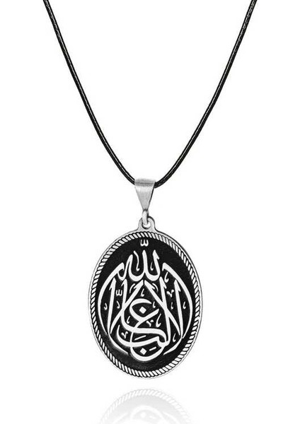 Gümüş La Galiba Illallah Yazılı Gümüş Kolye