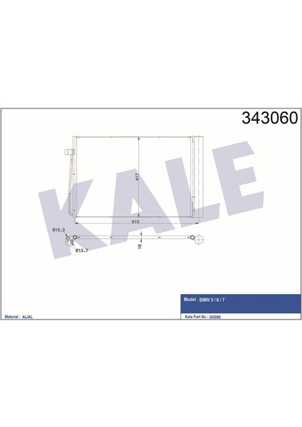 KLR-343060 Klima Kondenseri Bmw 5 Serisi-6 Serisi-7 Seri...