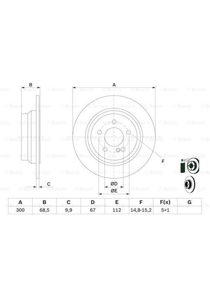 BOS-0986479041 Fren Diski. Arka. 300 /10-8.3 mm . Kapla...