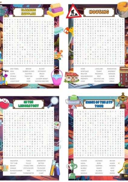 Enine Boyuna Eğitim İngilizce Kelime Öğreten Bulmaca Kitap Seti 4 Kitap modelleri