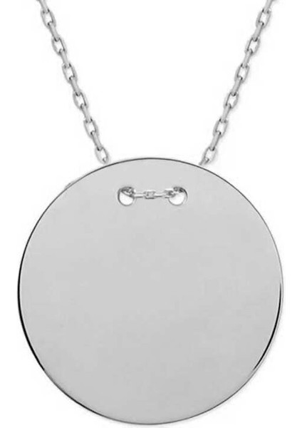 Gümüş Yuvarlak Plaka Kolye