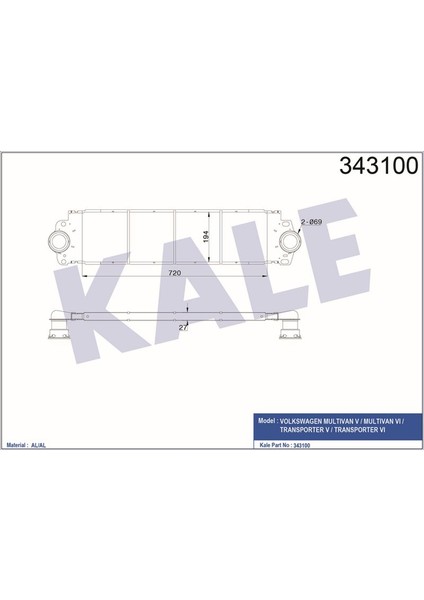 KLR-343100 Turbo Radyatörü Intercooler Vw Transporter T5...