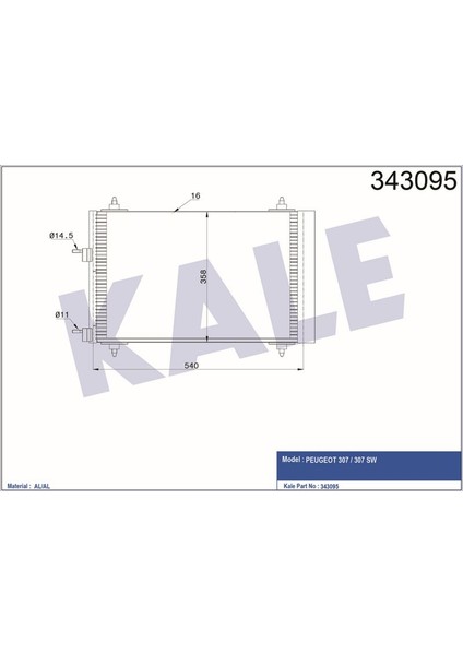 KLR-343095 Klima Kondenseri Peugeot P307-P307 BREAK-P307...