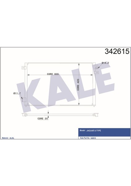 KLR-342615 Klima Kondenseri Jaguar Stype Al-Al