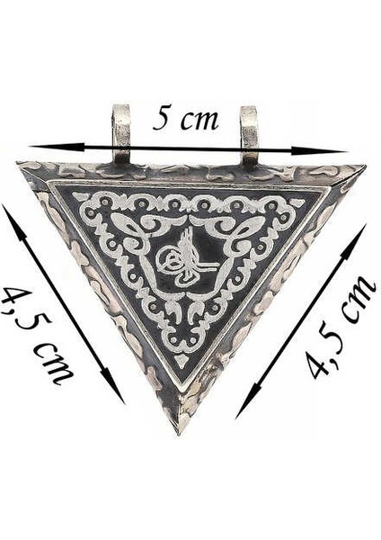 Gümüş Üçgen Içi Açılabilen Tuğra Muskalık Kolye