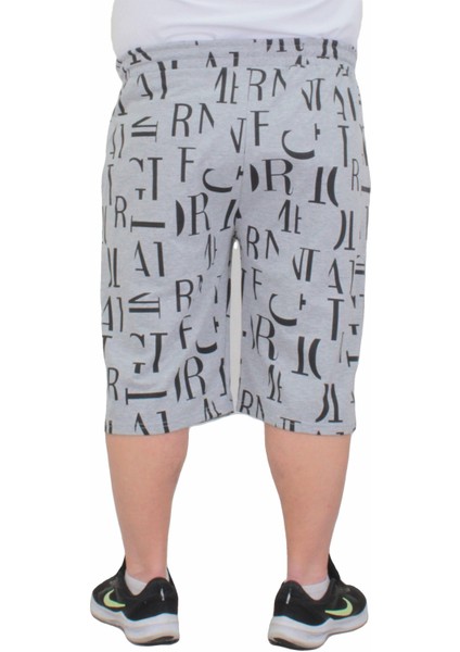 Mocgrande Erkek Büyük Beden Penye Şort Letter Dance 24644 Grı Melanj modelleri
