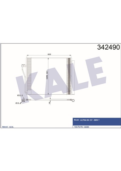 KLR-342490 Klima Kondenseri Bmw B6 Coupe Al-Al