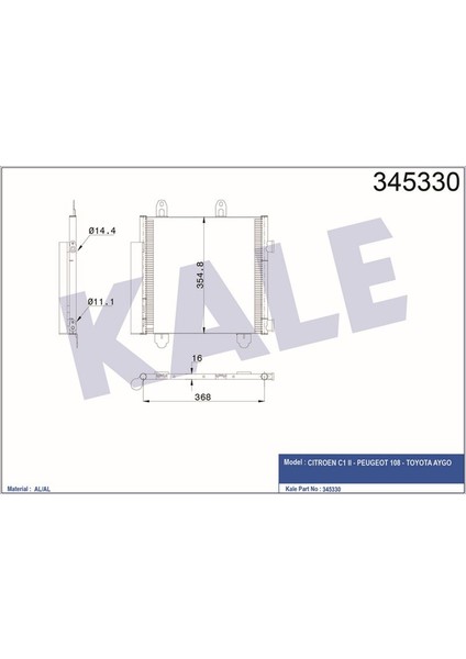 KLR-345330 Klima Kondenseri Kurutucu Ile P108-C1 Iı-Toyo...