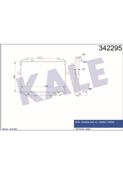 KLR-342295 Radyatör Hyundaı- H100 Bus-H1-Straex Al-Pl-Brz