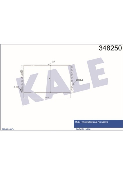 KLR-348250 Radyatör Al/mknk Golf Iıı-Vento mt
