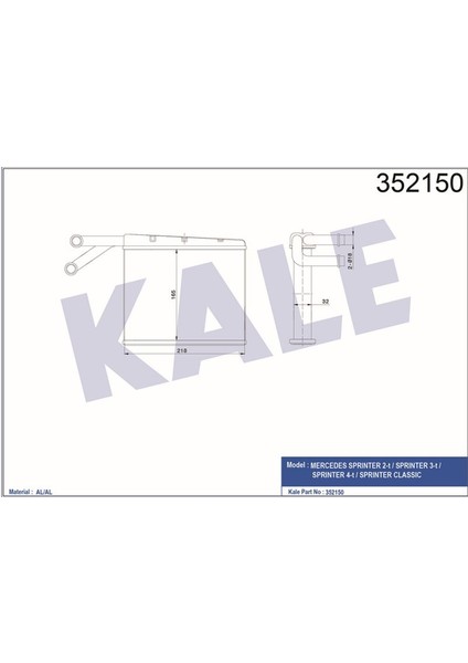 KLR-352150 Kalorifer Radyatörü Sprınter 2t-3t-4t W901-W9...