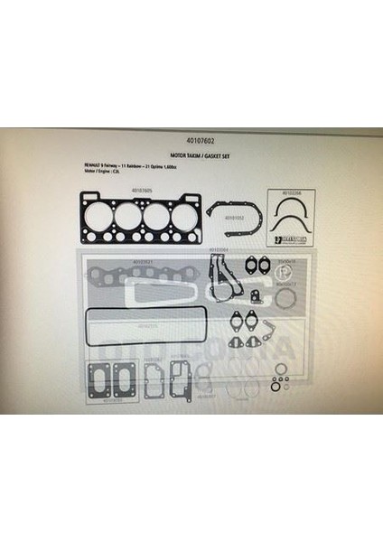 OTC-40107602S Motor Takım Contası R9 1.6 Faırway-Op...