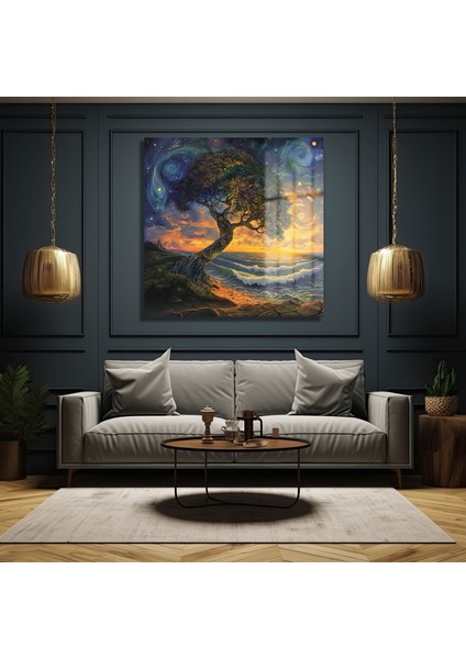 Gece Işiği Modern Ağaç Kare Cam Tablo indirimleri