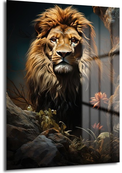 Aslan Dekorati̇f Di̇key Cam Tablo