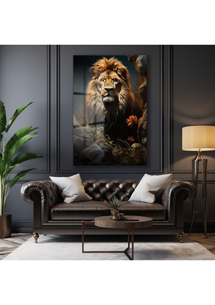 Aslan Dekorati̇f Di̇key Cam Tablo modelleri