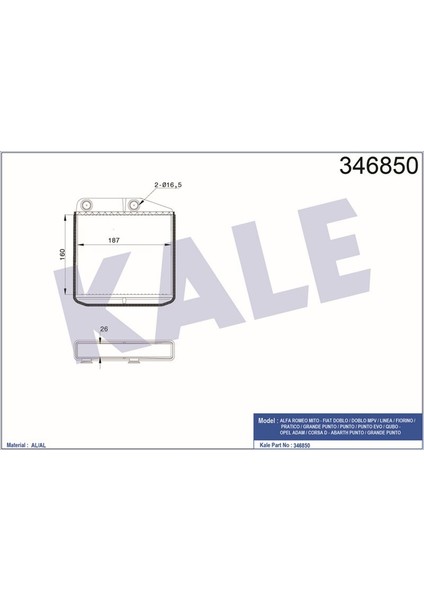 KLR-346850 Kalorifer Radyatörü Mıto-Doblo Iıı-Lınea-Fıor...