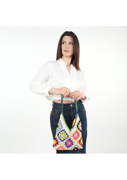 Renkli El Örgüsü Omuz Çantası modelleri