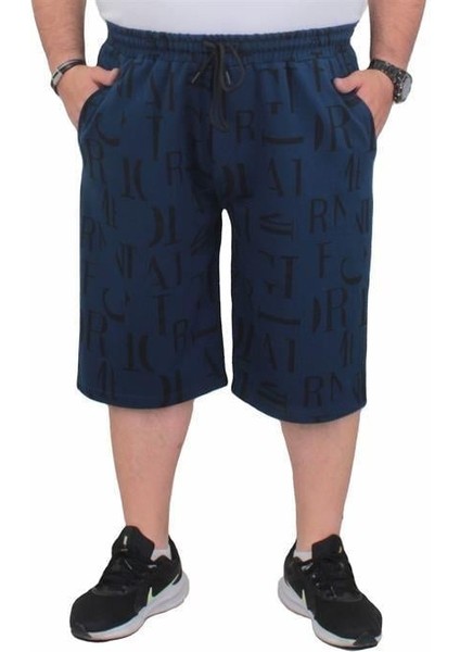 Erkek Büyük Beden Penye Şort Letter Dance 24644 Marin fiyatları