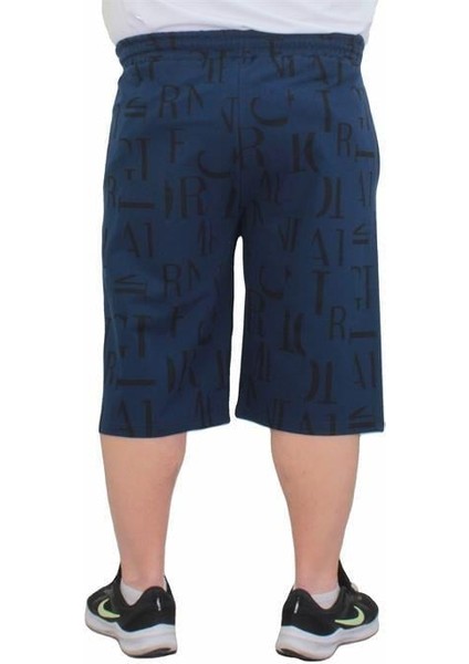 Erkek Büyük Beden Penye Şort Letter Dance 24644 Marin modelleri