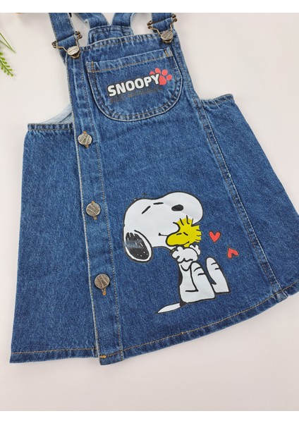 Kız Çocuk Kot Salopet Elbise Snoopy Baskılı fiyatları