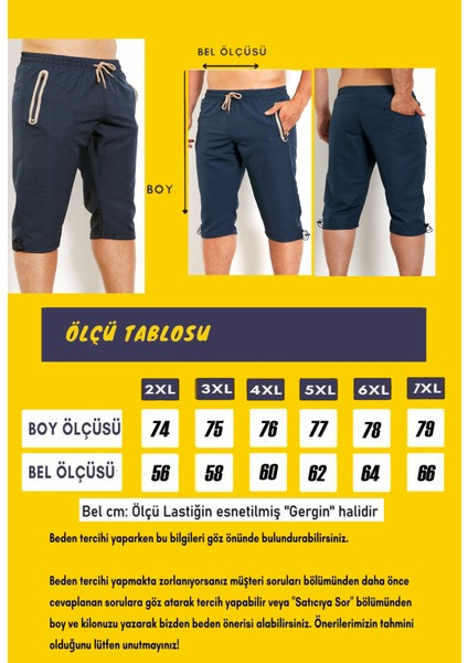 Erkek Lacivert Mıcropoly Beli Lastikli Cepli File Astarlı Hızlı Kuruyan Büyük Beden Kapri EDY2524B-L