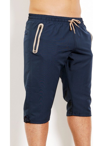 Erkek Lacivert Mıcropoly Beli Lastikli Cepli File Astarlı Hızlı Kuruyan Büyük Beden Kapri EDY2524B-L modelleri