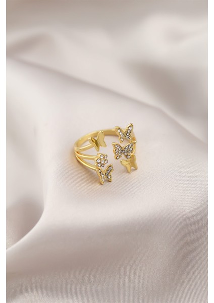 Mulvxxmd XDN02 Gold Renk Metal Kelebek Model Kadın Yüzük (Mulvix)