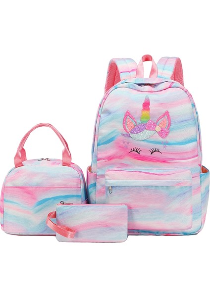 Ilk ve Ortaokul Öğrencileri Için Büyük Kapasiteli Sırt Çantasıyla Birlikte Üç Parçalı Gökkuşağı Baskılı Okul Çantası Seti (Yurt Dışından)