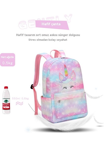 Ilk ve Ortaokul Öğrencileri Için Büyük Kapasiteli Sırt Çantasıyla Birlikte Üç Parçalı Gökkuşağı Baskılı Okul Çantası Seti (Yurt Dışından) fiyatları