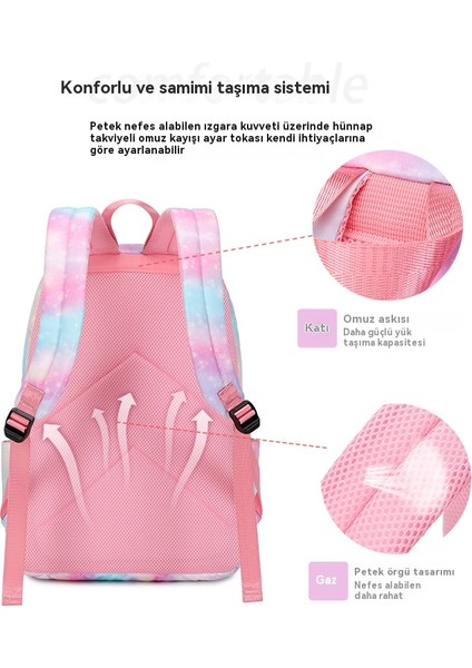 Ilk ve Ortaokul Öğrencileri Için Büyük Kapasiteli Sırt Çantasıyla Birlikte Üç Parçalı Gökkuşağı Baskılı Okul Çantası Seti (Yurt Dışından) fırsatları