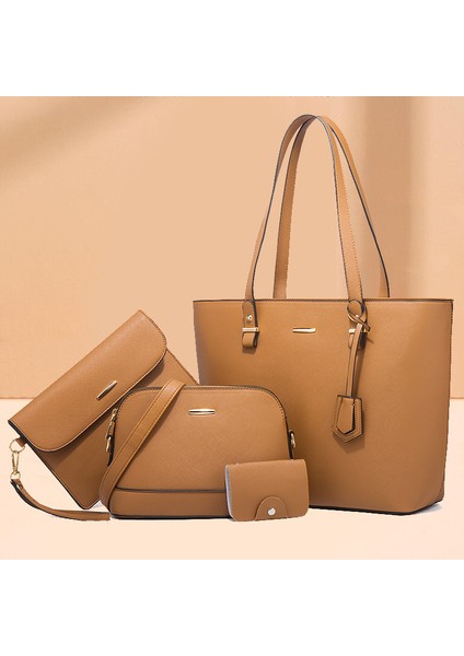 Trendy Kadın Çantası, Retro Bayan Omuz Çantası, Büyük Kapasiteli, Modaya Uygun Çapraz Dört Parçalı Set ve Kayınvalide Çantası (Yurt Dışından)