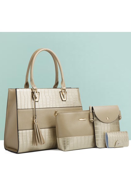 Trendy ve Modaya Uygun Kadın Çantası, Omuz Çapraz Çanta, Retro Timsah Desenli Dört Parçalı Set (Yurt Dışından) fırsatları