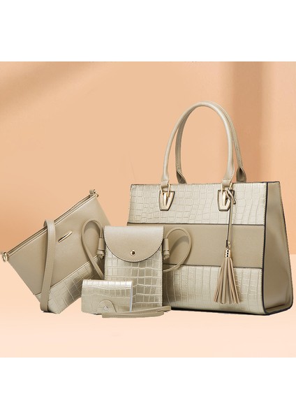 Trendy ve Modaya Uygun Kadın Çantası, Omuz Çapraz Çanta, Retro Timsah Desenli Dört Parçalı Set (Yurt Dışından) indirimleri