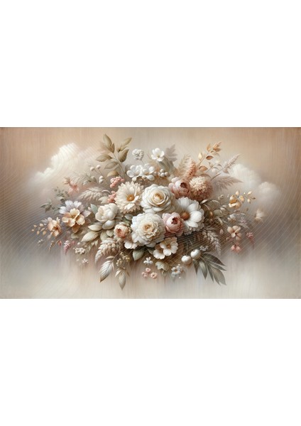 Pastel Renkli Çiçek Buketi Temalı Dekoratif Duvar Örtüsü, 200X150CM, Fon, Arkaplan