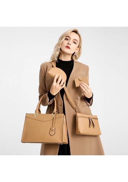 Avrupa ve Amerikan Moda Kadın Çantaları, Büyük Kapasiteli Dört Parçalı Set, Çapraz Çanta, Orta Boy Çanta (Yurt Dışından) fırsatları