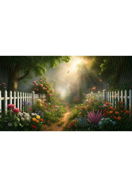 Renkli Çiçek Bahçesi ve Gün Doğumu Manzaralı Dekoratif Duvar Örtüsü, 200X150CM, Fon, Arkaplan