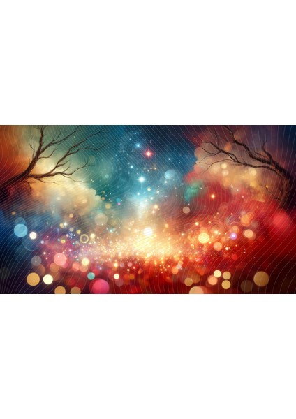 Renkli Işık Patlamaları ve Yıldızlar Temalı Dekoratif Duvar Örtüsü, 200X150CM, Fon, Arkaplan