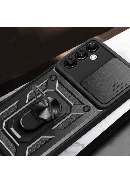 Galaxy A14 Uyumlu Cpt Kılıf Magnetik Standlı Kamera Korumalı Zore Sürgülü Vega Kapak-Siyah modelleri