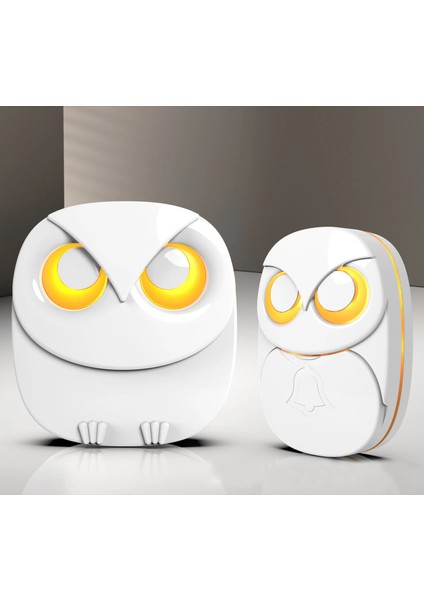 Kablosuz Kapı Zili 35 Meloodili LED Işıklı Özel Tasarım Baykuş Şekilli Su Geçirmez 300MT Zil