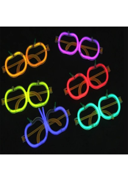 Glow Stick Elma Gözlük - Glow Partisi Gözlüğü - Glow Stick Gözlük 12 Adet (Clz)