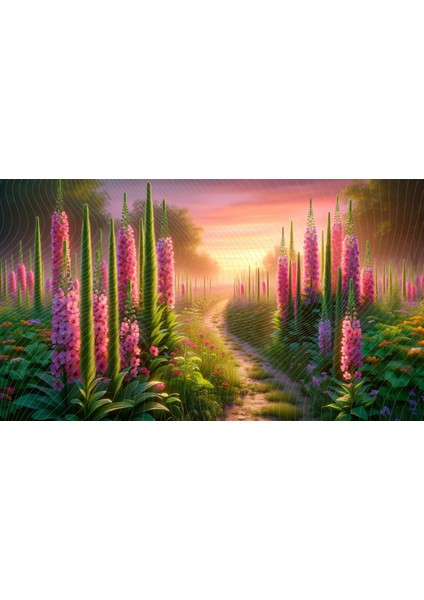 Çiçek Bahçesi ve Gün Batımı Temalı Dekoratif Duvar Örtüsü, 200X150CM, Fon, Arkaplan