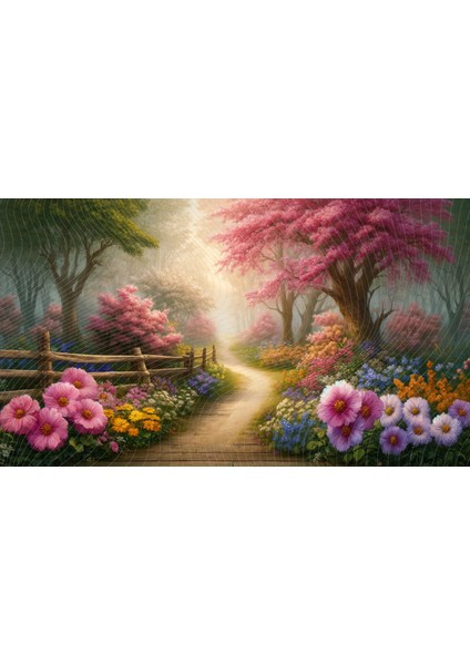 Büyüleyici Çiçek Bahçesi ve Pastoral Yürüyüş Yolu Temalı Arkaplan, 200X150CM, Fon, Duvar Örtüsü