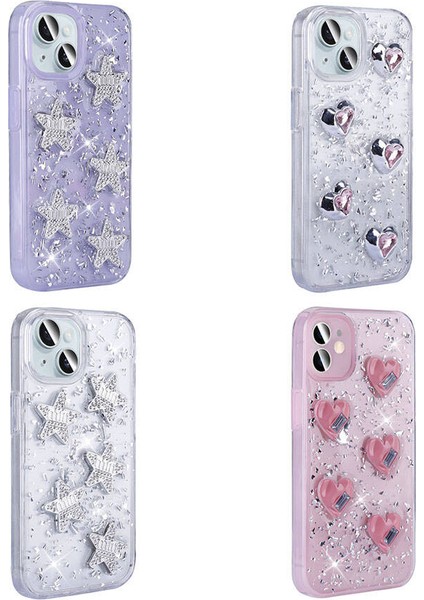 iPhone 14 Uyumlu Tcg Kılıf Airbagli Simli Arka Yüzey Zore Işıltı Silikon Kapak-Pembe