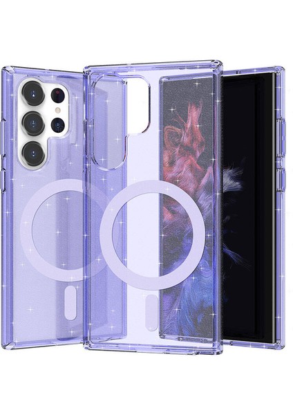 Galaxy S23 Ultra Uyumlu Tcg Kılıf Magsafe Şarj Özellikli Parlayan Simli Saydam Renkli Zore Allstar K