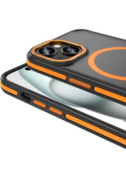 iPhone 14 Uyumlu Tcg Kılıf Magsafe Şarj Özellikli Mat Görünümlü Zore Ant Kapak-Turuncu