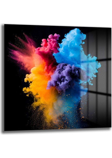 Renkli Toz Bulutu Cam Tablo