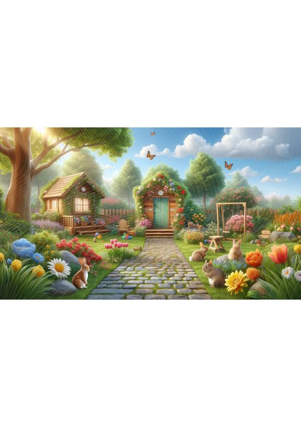 Doğal ve Renkli Bahçe Temalı Çocuk Arkaplan, 200X150CM, Fon, Duvar Örtüsü